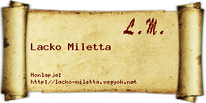 Lacko Miletta névjegykártya