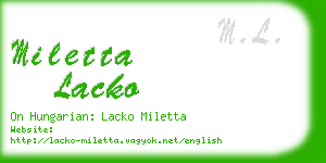 miletta lacko business card